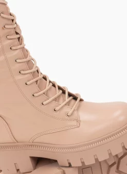The Fashion Project Μπότες με κορδόνια και φερμουάρ - Μπεζ -The Fashion Project Κατάστημα all day mpotes me kordonia 97502 khe8