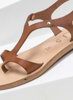 Σανδάλια δερμάτινα Ankle Strap Iris - Καφέ -The Fashion Project Κατάστημα basic dermatina isia pedila 90628 xlx6