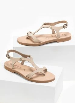 Σανδάλια δερμάτινα Ankle Strap Iris - Ζαχαρί