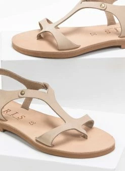 Σανδάλια δερμάτινα Ankle Strap Iris - Ζαχαρί -The Fashion Project Κατάστημα basic dermatina isia pedila 90629 2u8k