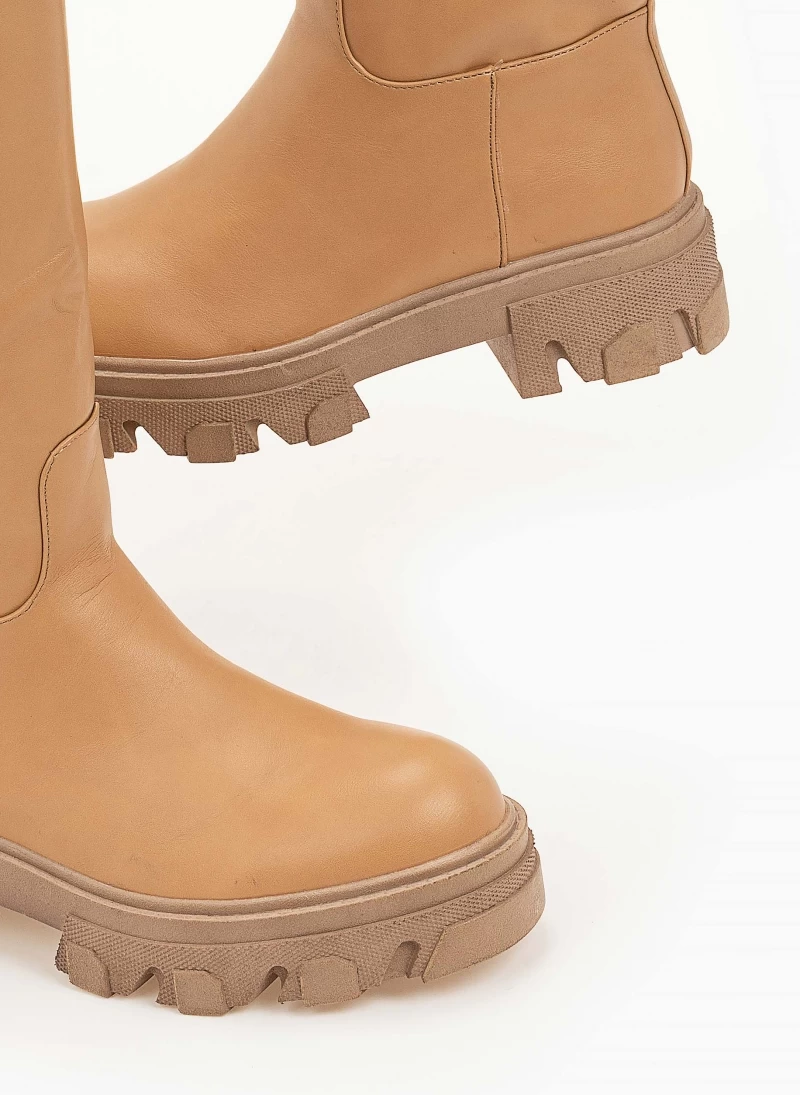 Μπότες chunky με φερμουάρ - Κάμελ The Fashion Project Μπότες Chunky με φερμουάρ - Κάμελ -The Fashion Project Κατάστημα casual chunky mpotes 97212 v950