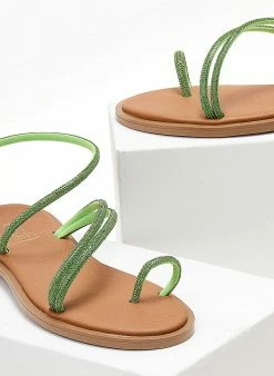 Σανδάλια δερμάτινα με Strass λουράκια Estil - Πράσινο -The Fashion Project Κατάστημα dermatina estil sandalia me strass lourakia 104694 1rsb