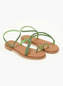 Σανδάλια δερμάτινα με Strass λουράκια Estil - Πράσινο -The Fashion Project Κατάστημα dermatina estil sandalia me strass lourakia 104694 3m2t