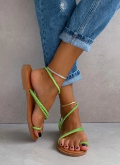 Σανδάλια δερμάτινα με Strass λουράκια Estil - Πράσινο -The Fashion Project Κατάστημα dermatina estil sandalia me strass lourakia 104694 yg5g