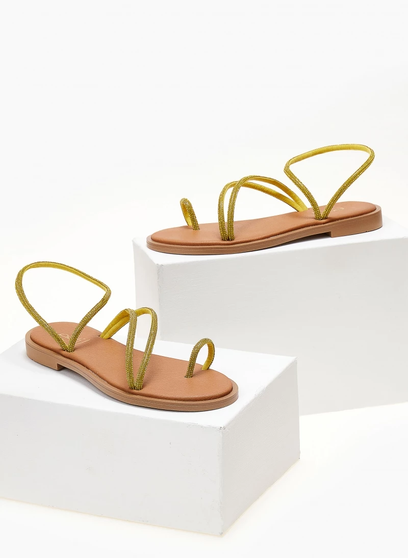 Σανδάλια δερμάτινα με strass λουράκια estil - Κίτρινο Σανδάλια δερμάτινα με Strass λουράκια Estil - Κίτρινο -The Fashion Project Κατάστημα dermatina estil sandalia me strass lourakia 104695 t8ay