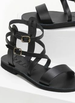 Σανδάλια δερμάτινα με πολλά λουράκια Iris - Μαύρο -The Fashion Project Κατάστημα dermatina gladiator sandalia me diplo desimo 90991 akxz