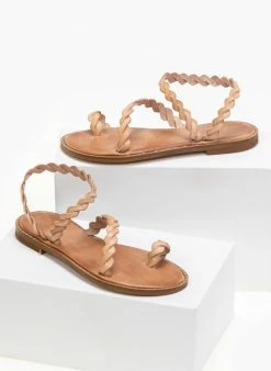 Σανδάλια δερμάτινα με περαστό λουράκι Iris - Φυσικό -The Fashion Project Κατάστημα dermatina isia pedila me perasto louraki 90685 kvs4