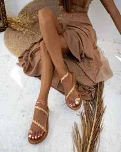 Σανδάλια δερμάτινα με περαστό λουράκι Iris - Φυσικό -The Fashion Project Κατάστημα dermatina isia pedila me perasto louraki 90685 rows