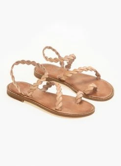 Σανδάλια δερμάτινα με περαστό λουράκι Iris - Φυσικό -The Fashion Project Κατάστημα dermatina isia pedila me perasto louraki 90685 tffj