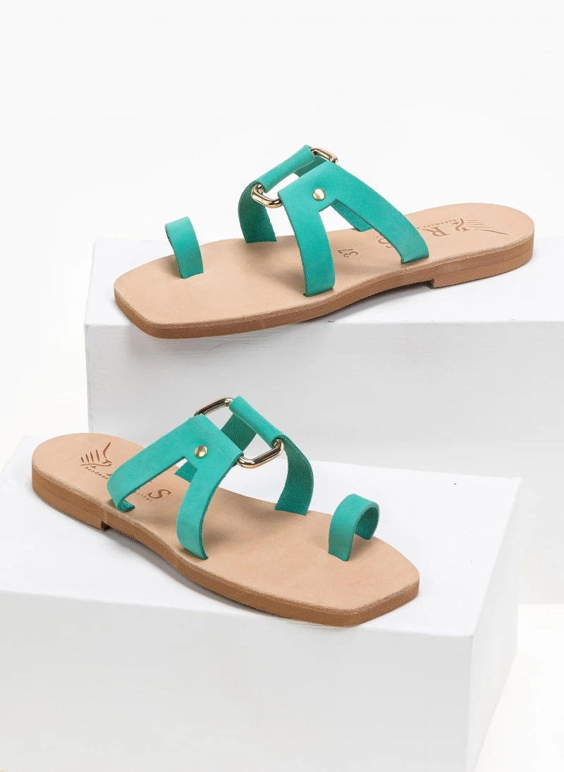 Σανδάλια δερμάτινα με μεταλλική αγκράφα Iris - Μέντα Σανδάλια δερμάτινα με μεταλλική αγκράφα Iris - Μέντα -The Fashion Project Κατάστημα dermatina kare sandalia me metalliki agkrafa 90591 9s1d