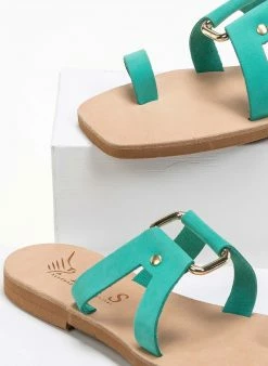 Σανδάλια δερμάτινα με μεταλλική αγκράφα Iris - Μέντα 3 Σανδάλια δερμάτινα με μεταλλική αγκράφα Iris - Μέντα -The Fashion Project Κατάστημα dermatina kare sandalia me metalliki agkrafa 90591 jfbg