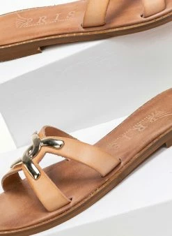 Σανδάλια δερμάτινα με αγκράφα Iris - Φυσικό -The Fashion Project Κατάστημα dermatina sandalia me leptomereia sti sola 90681 b3x4