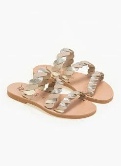 Σανδάλια δερμάτινα με πλεγμένα λουράκια Iris - Ζαχαρί