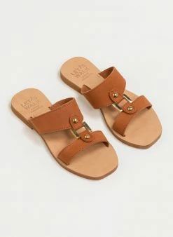 The Fashion Project Σανδάλια δερμάτινα με τετράγωνη αγκράφα - Ταμπά