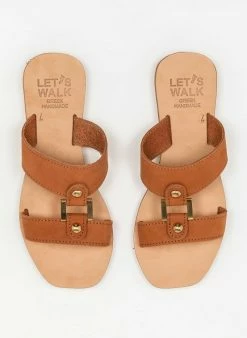 The Fashion Project Σανδάλια δερμάτινα με τετράγωνη αγκράφα - Ταμπά -The Fashion Project Κατάστημα dermatina sandalia me tetragwni agkrafa 80150 tl6p