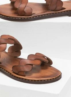 Σανδάλια δερμάτινα με Wavy πλεγμένες φάσες Iris - Καφέ -The Fashion Project Κατάστημα dermatina sandalia me wavy plegmenes fases 91002 h79c