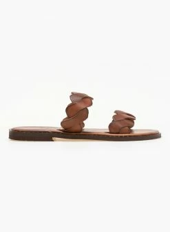 Σανδάλια δερμάτινα με Wavy πλεγμένες φάσες Iris - Καφέ -The Fashion Project Κατάστημα dermatina sandalia me wavy plegmenes fases 91002 m2ex