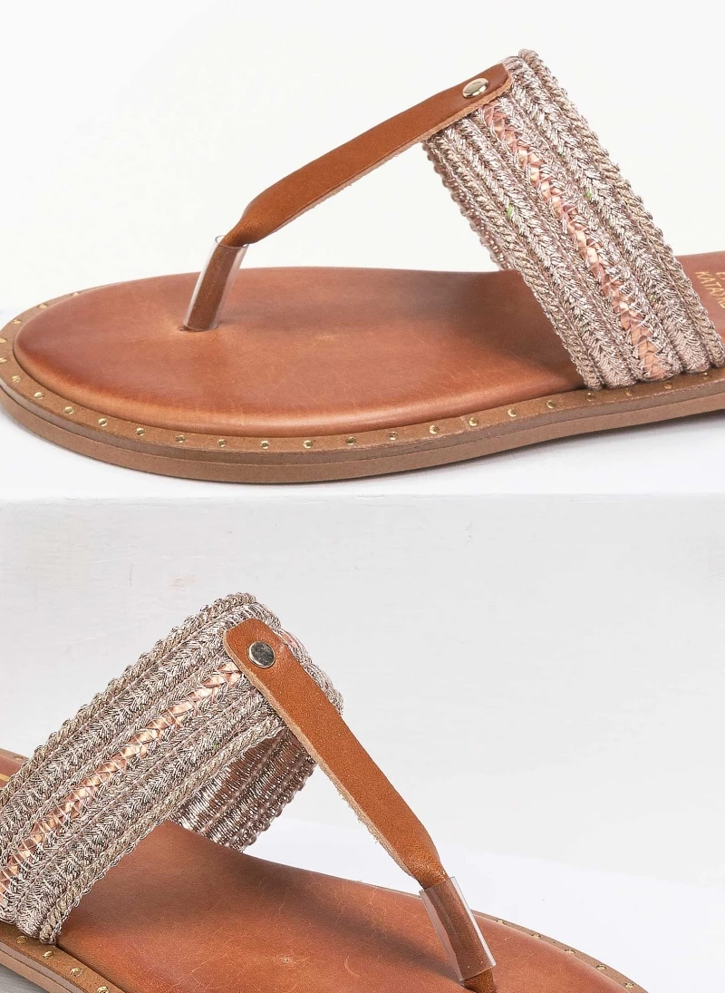 Σανδάλια δερμάτινα με σχέδιο στη φάσα estil - Χαλκός Σανδάλια δερμάτινα με σχέδιο στη φάσα Estil - Χαλκός -The Fashion Project Κατάστημα estil dermatina boho sandalia 91457 m79d