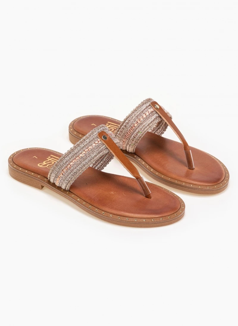 Σανδάλια δερμάτινα με σχέδιο στη φάσα estil - Χαλκός Σανδάλια δερμάτινα με σχέδιο στη φάσα Estil - Χαλκός -The Fashion Project Κατάστημα estil dermatina boho sandalia 91457 s7bm