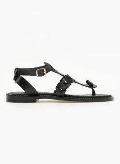 Σανδάλια δερμάτινα Ankle Strap Estil - Μαύρο -The Fashion Project Κατάστημα estil dermatina flat pedila 90898 jepp