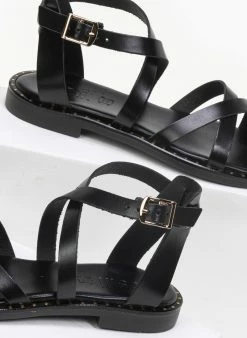 Σανδάλια δερμάτινα Crossover Tfp - Μαύρο 6 Σανδάλια δερμάτινα Crossover Tfp - Μαύρο -The Fashion Project Κατάστημα estil dermatina flat pedila me desimo sto plai 91159 w3oh