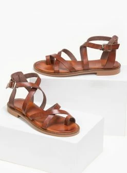 Σανδάλια δερμάτινα Crossover Tfp - Ταμπά -The Fashion Project Κατάστημα estil dermatina flat pedila me desimo sto plai 91160 kfuh