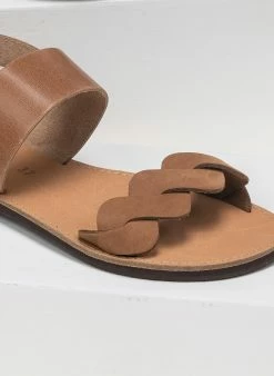 Σανδάλια δερμάτινα Ankle Strap Estil - Πούρο -The Fashion Project Κατάστημα estil dermatina flat pedila me nubuck diplo lourak 92103 pfhc