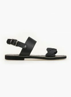 Σανδάλια δερμάτινα Ankle Strap Estil - Μαύρο -The Fashion Project Κατάστημα estil dermatina flat pedila me nubuck diplo lourak 92458 nku6