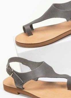 Σανδάλια δερμάτινα Ankle Strap Estil - Γκρι -The Fashion Project Κατάστημα estil dermatina isia pedila 91390 mfv9