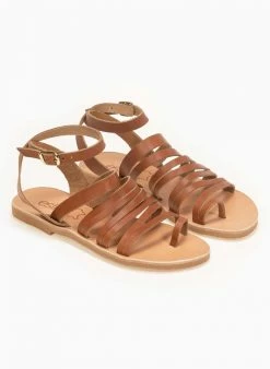 Σανδάλια δερμάτινα με λεπτά λουράκια Estil - Ταμπά -The Fashion Project Κατάστημα estil dermatina isia pedila me lepta lourakia 92585 28bu