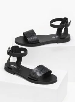 Σανδάλια δερμάτινα με Pattern Tfp - Μαύρο -The Fashion Project Κατάστημα estil dermatina isia pedila me pattern fidi 91273 kik0