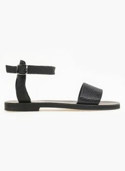 Σανδάλια δερμάτινα με Pattern Tfp - Μαύρο -The Fashion Project Κατάστημα estil dermatina isia pedila me pattern fidi 91273 wi82