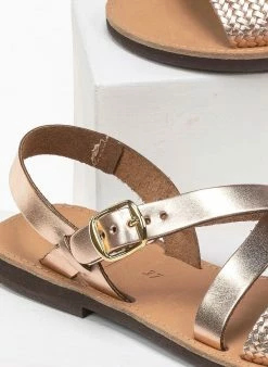 Σανδάλια δερμάτινα Crossover Estil - Χαλκός -The Fashion Project Κατάστημα estil dermatina isia pedila me pattern sti fasa 92112 26zu