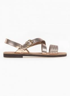 Σανδάλια δερμάτινα Crossover Estil - Χαλκός -The Fashion Project Κατάστημα estil dermatina isia pedila me pattern sti fasa 92112 i07j