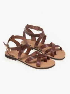 Πέδιλα δερμάτινα Crossover Estil - Ταμπά -The Fashion Project Κατάστημα estil dermatina isia pedila me xiasti sxedio 93563 ye3y