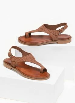 Σανδάλια δερμάτινα κροκό Estil - Ταμπά