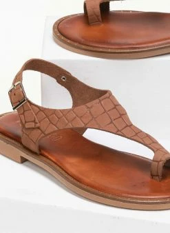 Σανδάλια δερμάτινα κροκό Estil - Ταμπά -The Fashion Project Κατάστημα estil dermatina kroko flat pedila 91148 uzz8