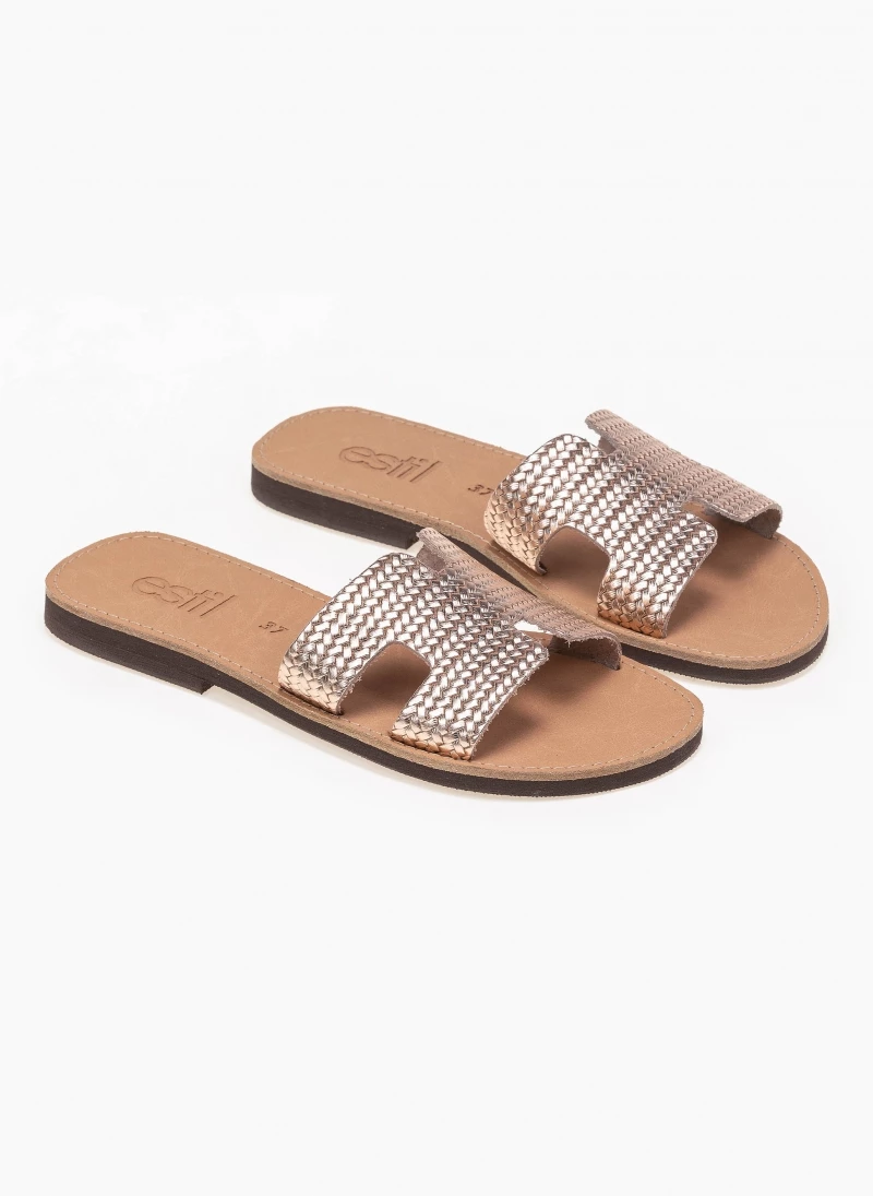 Σανδάλια δερμάτινα με ανάγλυφο σχέδιο estil - Χαλκός Σανδάλια δερμάτινα με ανάγλυφο σχέδιο Estil - Χαλκός -The Fashion Project Κατάστημα estil dermatina sandalia me anaglufo sxedio 92108 7v6p