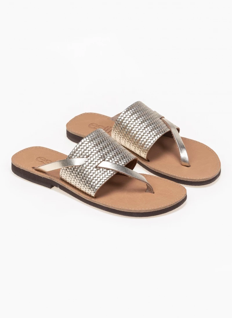 Σανδάλια δερμάτινα με ανάγλυφο pattern estil - Χρυσό Σανδάλια δερμάτινα με ανάγλυφο Pattern Estil - Χρυσό -The Fashion Project Κατάστημα estil dermatina sandalia me anaglufo sxedio psatha 91764 cp2d