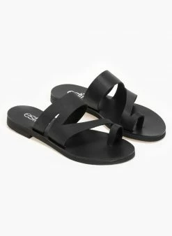 Σανδάλια δερμάτινα με άνοιγμα στο πλάι Estil - Μαύρο -The Fashion Project Κατάστημα estil dermatina sandalia me anoigma sto plai 91434 uhgd