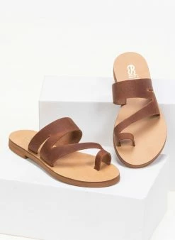 Σανδάλια δερμάτινα με άνοιγμα στο πλάι Estil - Ταμπά