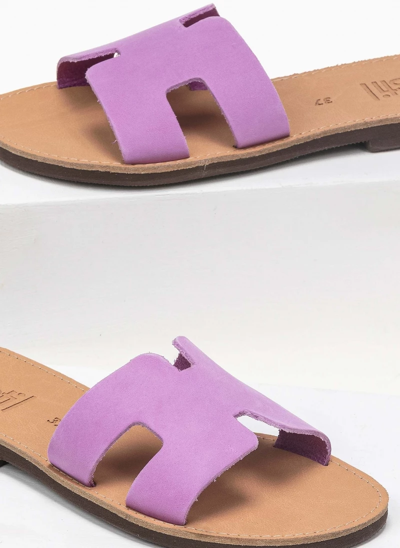 Σανδάλια δερμάτινα με άνοιγμα estil - Λιλά Σανδάλια δερμάτινα με άνοιγμα Estil - Λιλά -The Fashion Project Κατάστημα estil dermatina sandalia me anoigmata sto plai 91737 lvkz