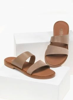 Σανδάλια δερμάτινα με ασύμμετρες φάσες Estil - Μπεζ -The Fashion Project Κατάστημα estil dermatina sandalia me asummetres fases 91879 8ko7