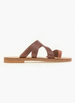 Σανδάλια δερμάτινα με διχρωμία Estil - Κεραμιδί -The Fashion Project Κατάστημα estil dermatina sandalia me dixrwmia 91377 tn3g