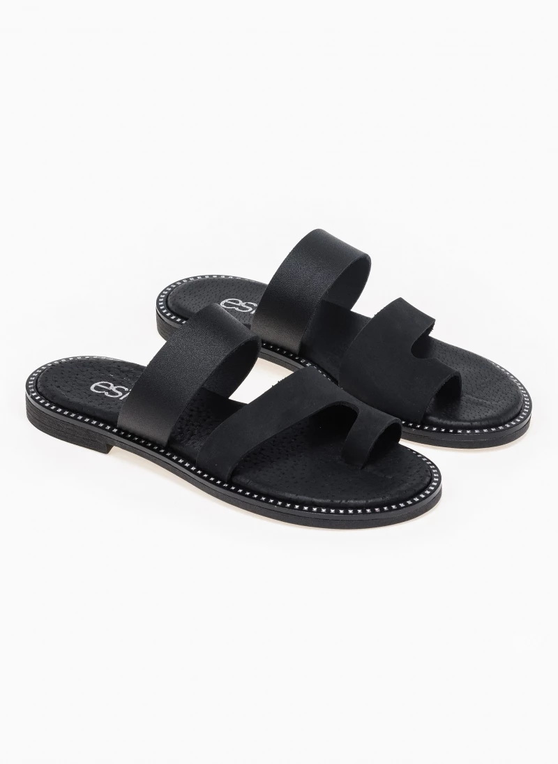 Σανδάλια δερμάτινα με δυο φάσες estil - Μαύρο Σανδάλια δερμάτινα με δυο φάσες Estil - Μαύρο -The Fashion Project Κατάστημα estil dermatina sandalia me duo fases 91888 bpvt