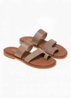 Σανδάλια δερμάτινα με δυο φάσες Estil - Μπεζ -The Fashion Project Κατάστημα estil dermatina sandalia me duo fases 91889 svao