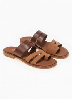 Σανδάλια δερμάτινα ανοίγματα στη φάσα Estil - Ταμπά