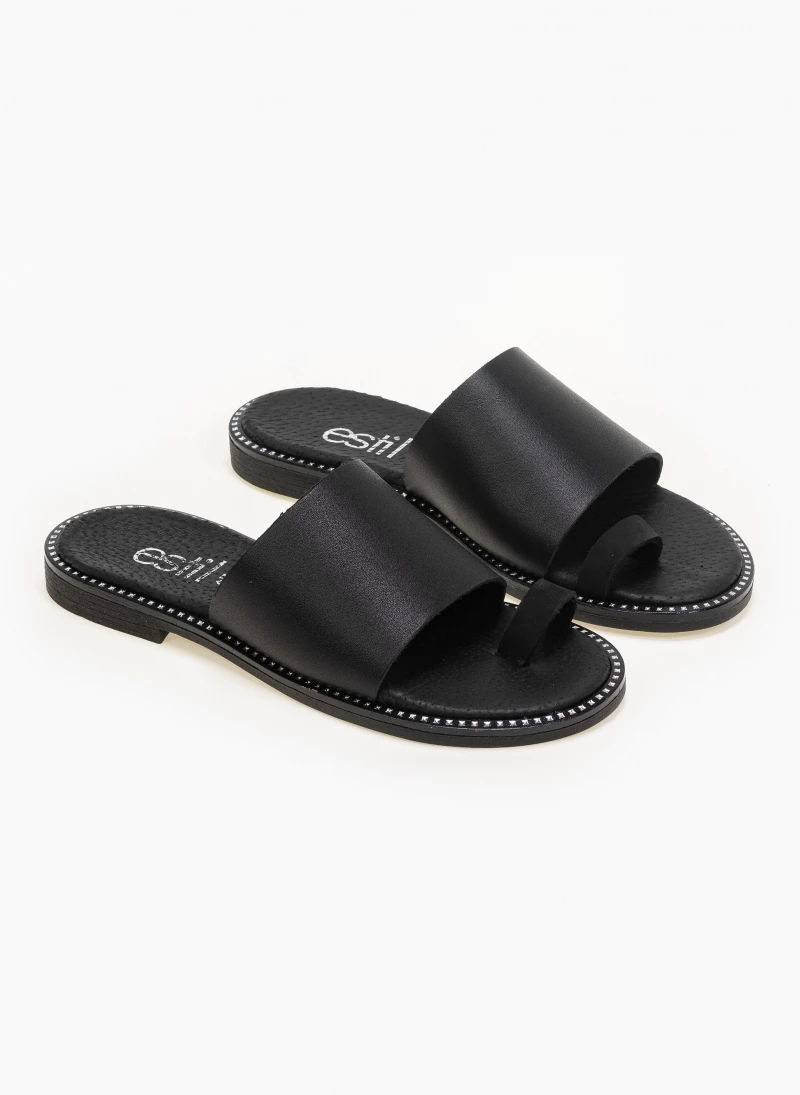 Σανδάλια δερμάτινα με φαρδιά φάσα estil - Μαύρο Σανδάλια δερμάτινα με φαρδιά φάσα Estil - Μαύρο -The Fashion Project Κατάστημα estil dermatina sandalia me fardia fasa 90236 vkis