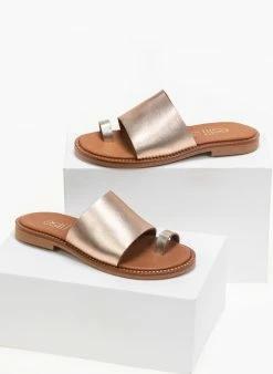 Σανδάλια δερμάτινα με φαρδιά φάσα Estil - Χαλκός -The Fashion Project Κατάστημα estil dermatina sandalia me fardia fasa 90239 kv8t