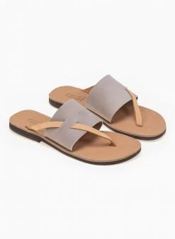 Σανδάλια δερμάτινα με φάσα και λουράκι Estil - Γκρι -The Fashion Project Κατάστημα estil dermatina sandalia me fasa kai louraki 91768 7ivx